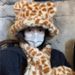 2024 New Cartoon Leopard Print Plush Scarf For Students, Cycling Warmer, Cold-Proof And Warm Fleece Neck Warmer_maomaolike.com