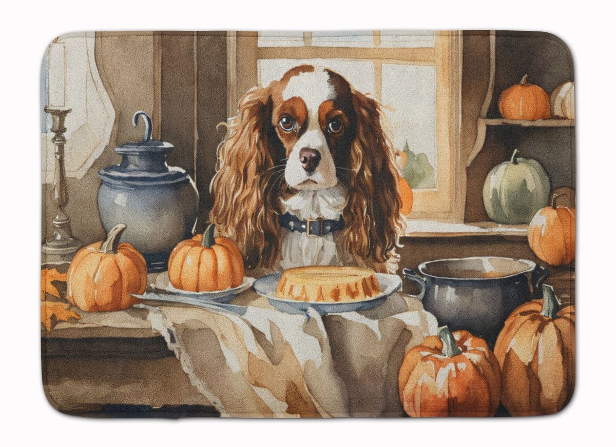 Cavalier Spaniel Fall Kitchen Pumpkins Memory Foam Kitchen Mat Machine Washable Anti-Fatigue Mat Cushion Comfort Bath Mat Or Kitchen Rug_maomaolike.com