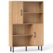 47 Inch Storage Cabinet Freestanding Bookcase With 2 Doors And 4 Open Shelves With Adjustable Foot Pads For Books, Photos, Decorations And Storage Boxes_maomaolike.com