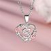 Cute Female A-Z Letter Flower Pendant Necklace Silver Color Wedding Jewelry Gift For Women_maomaolike.com