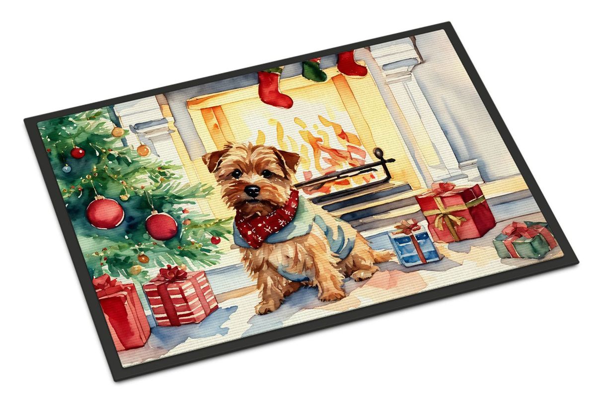 Norfolk Terrier Cozy Christmas Doormat Front Door Mat Indoor Outdoor Rugs For Entryway, Non Slip Washable Low Pile, 24H X 36W_maomaolike.com