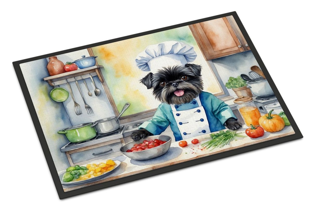 Affenpinscher The Chef Doormat Front Door Mat Indoor Outdoor Rugs For Entryway, Non Slip Washable Low Pile, 24H X 36W_maomaolike.com
