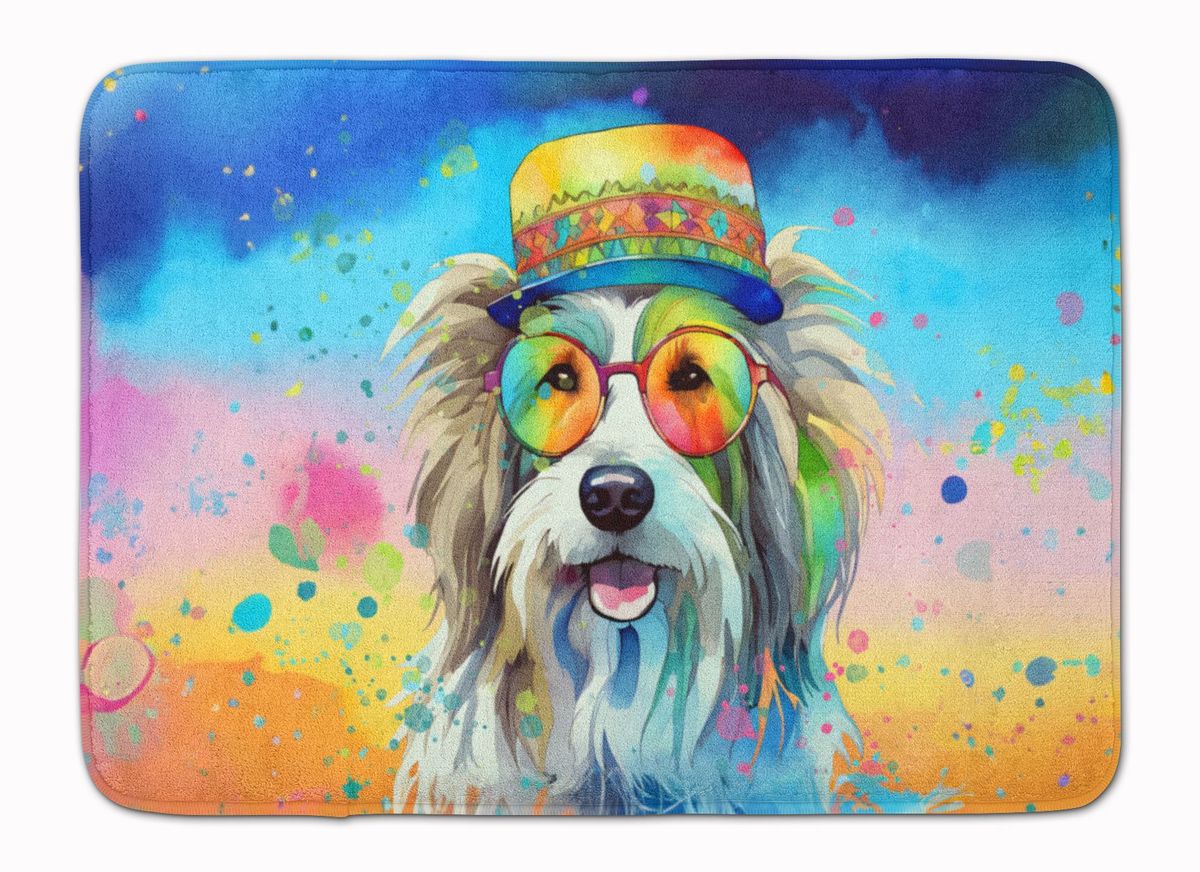 Bearded Collie Hippie Dawg Memory Foam Kitchen Mat Machine Washable Anti-Fatigue Mat Cushion Comfort Bath Mat Or Kitchen Rug_maomaolike.com