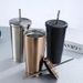 New Large Capacity Office Coffee 304 Stainless Steel Straw Cup Portable Home Cooling Insulation Covered Travel Car Cups_maomaolike.com