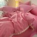 Wholesale INS Korean Style Princess Simple Pure Four-Piece All Solid Color Lace Trim Washed Cotton 4-Piece Set_maomaolike.com