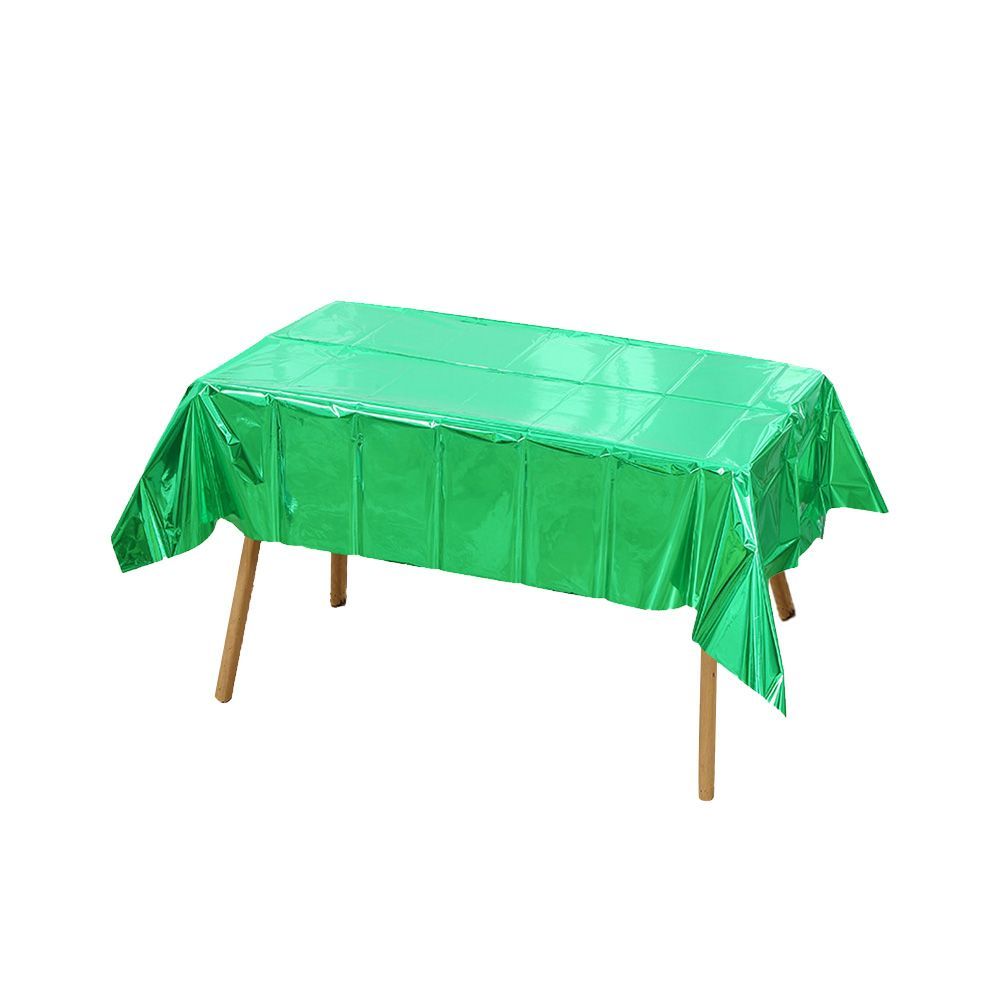 137 X 274cm Plastic Tablecloth Rectangle Table Covers Metallic Party Tablecloth Foil Table Cover For Birthday Wedding Christmas Green 12PCS_maomaolike.com