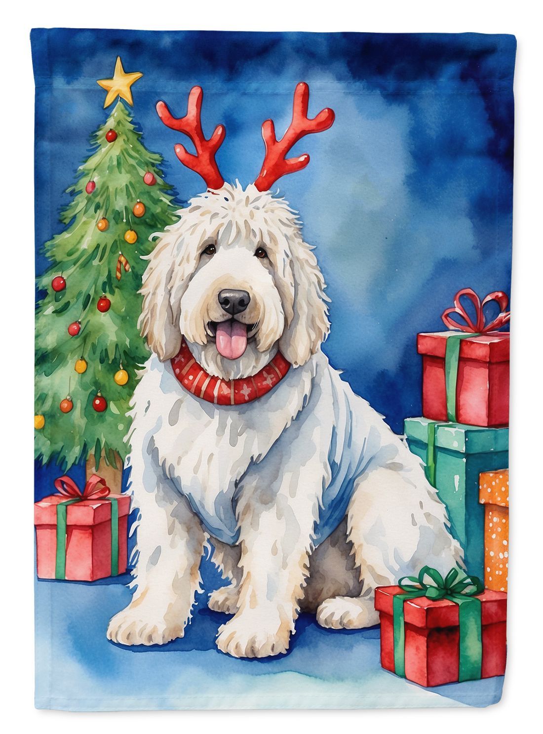 Komondor Christmas Reindeer Garden Flag Mailbox Flag Decorative Yard Flag Banner Outside Patio Artwork Yard Flower Beds, Garden Size, Multicolor_maomaolike.com