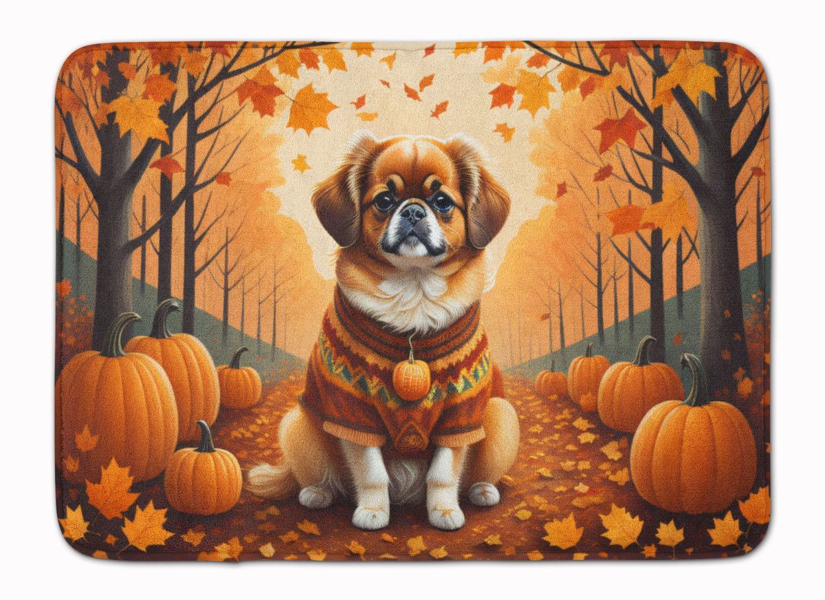 Tibetan Spaniel Fall Memory Foam Kitchen Mat Machine Washable Anti-Fatigue Mat Cushion Comfort Bath Mat Or Kitchen Rug_maomaolike.com