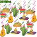 20Pcs Mexican Fiesta Hanging Swirl Decorations Mexican Cinco De Mayo Party Favor Supplies Pinata Cactus Sombrero Taco Pattern Foil Ceiling Ornament For Carnival Birthday Bachelorette Party Decor_maomaolike.com
