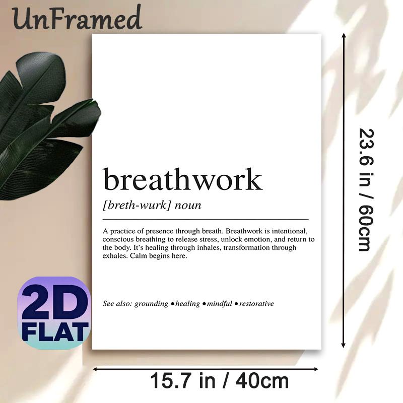 Breathwork Definition Painting Poster, Minimalist Typographic Poster, Mindful Stress-relief Reminder, Suitable For Yoga Studio, Meditation Space And_maomaolike.com