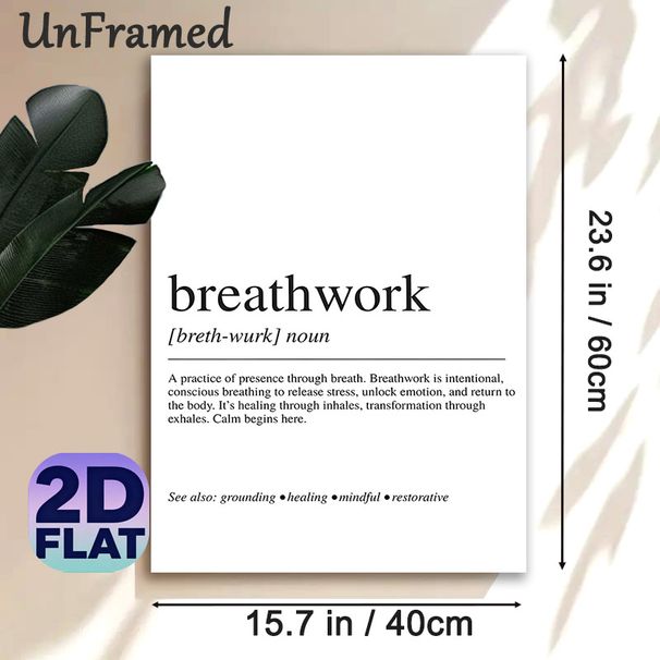 Breathwork Definition Painting Poster, Minimalist Typographic Poster, Mindful Stress-relief Reminder, Suitable For Yoga Studio, Meditation Space And_maomaolike.com