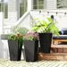 Tall Planters For Outdoor Plants Set Of 3, 28 In Taper Planters With Drainage Holes, Indoor Grande Plant Pots, Front Porch Decor (Black)_maomaolike.com