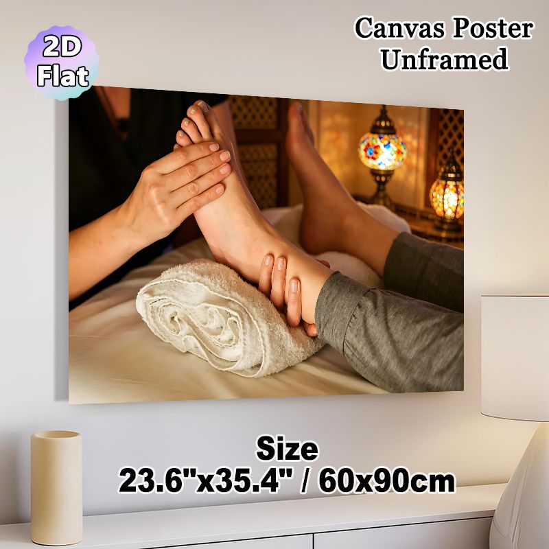 Foot Massage Themed Painting Poster, Warm-toned Cozy Spa Scene Poster, Soothing Visual To Build Tranquil Vibe, Ideal For Spa Rooms, Wellness Centers_maomaolike.com