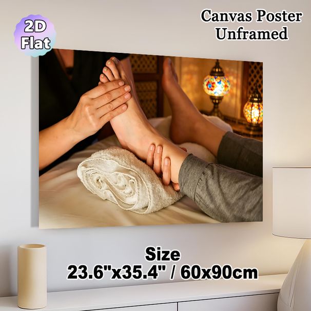 Foot Massage Themed Painting Poster, Warm-toned Cozy Spa Scene Poster, Soothing Visual To Build Tranquil Vibe, Ideal For Spa Rooms, Wellness Centers_maomaolike.com