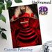 Samurai Themed Painting Poster, Vivid Dark-toned Red Armored Samurai Portrait Poster, Striking Cultural Artwork Ideal For Home Office, Living Room_maomaolike.com