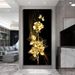 Golden Flower Butterfly Home Decor Gold Leaf Floral Living Room Entrance Hanging Frameless Canvas Painting_maomaolike.com