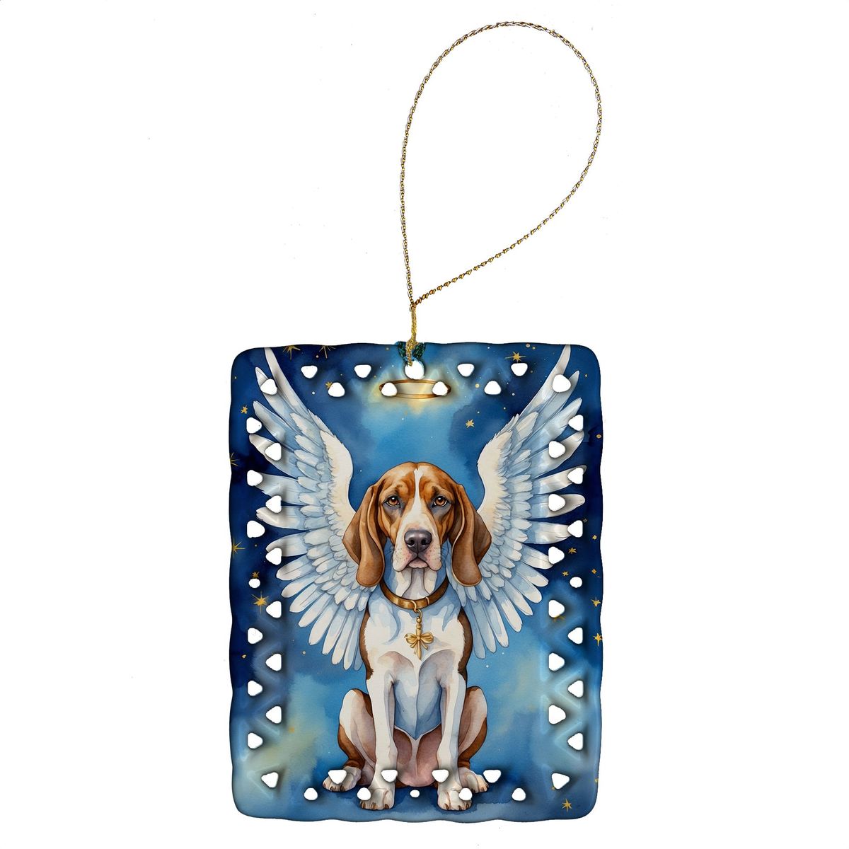 American English Coonhound My Angel Porcelain Ornament Christmas Tree Hanging Decorations For Home Christmas Holiday, Rectangle, Gift, Multicolor_maomaolike.com