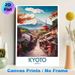 Kyoto Japan Landscape Painting Poster, Vibrant Autumn Foliage & Traditional Street With Mount Fuji Poster, Captivating Japanese Scenery Decor For_maomaolike.com