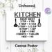 Kitchen Measurement Cheat Sheet Painting Poster, Minimalist Black & White Graphic Poster, Practical Cooking Measurement Reference For Home Kitchen_maomaolike.com