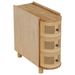 Wood End Table, 3-Drawer Side Table NightStand With 3 Rattan Drawers_maomaolike.com