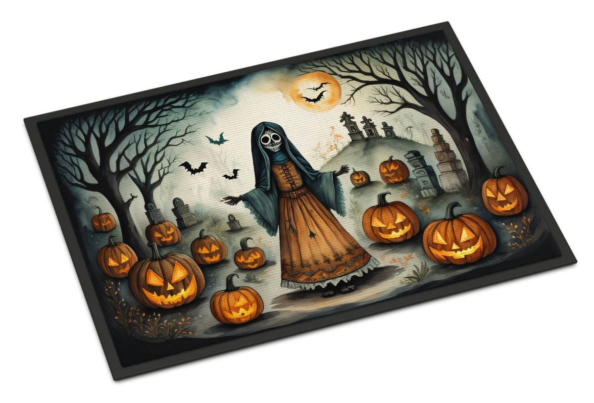 La Llorona Skeleton Spooky Halloween Doormat Front Door Mat Indoor Outdoor Rugs For Entryway, Non Slip Washable Low Pile, 24H X 36W_maomaolike.com