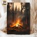 Forest Campfire Painting Poster, Warm-toned Realistic Forest Campfire Scene Poster, Cozy Atmospheric Decor Suitable For Living Room, Bedroom, Cabin_maomaolike.com