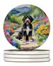 Bernedoodle Spring Path Large Sandstone Coasters Pack Of 4 Absorbent Round Coasters Decor Gifts For Men Or Women, 4 In, Multicolor_maomaolike.com
