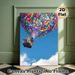 Flying House With Colorful Balloons Painting Poster, Vibrant Whimsical Animated Scene Poster, Uplifting Eye-catching Decor For Living Room, Bedroom_maomaolike.com