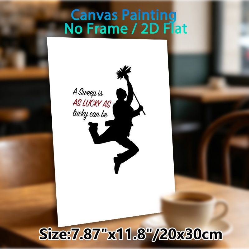 Lucky Chimney Sweep Quote Painting Poster, Minimalist Black Silhouette Poster, Whimsical Luck-inspired Design, Ideal For Living Room And Entryway_maomaolike.com