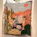 Gogo Riding Motorcycle Cartoon Ins Korean Style Woven Cotton Thread Single Sofa Towel Throw Blanket Tapestry Decorative Painting_maomaolike.com