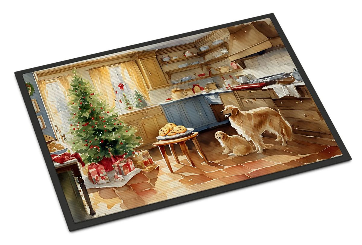 Golden Retriever Christmas Cookies Doormat Front Door Mat Indoor Outdoor Rugs For Entryway, Non Slip Washable Low Pile, 24H X 36W_maomaolike.com