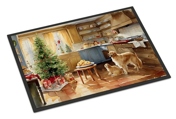 Golden Retriever Christmas Cookies Doormat Front Door Mat Indoor Outdoor Rugs For Entryway, Non Slip Washable Low Pile, 24H X 36W_maomaolike.com