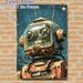 Vintage Robot Painting Poster, Retro Rusted Steampunk-style Robot Poster, Weathered Mechanical Design With Starry Backdrop, Ideal For Home Office_maomaolike.com