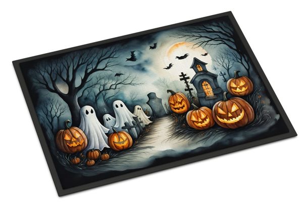 Ghosts Spooky Halloween Doormat Front Door Mat Indoor Outdoor Rugs For Entryway, Non Slip Washable Low Pile, 24H X 36W_maomaolike.com