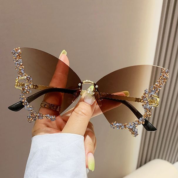 Unisex Fashion Round Diamond Studded Sunglasses Sun Protection Sunglasses Outdoor Rhinestone Glasses_maomaolike.com