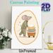 Sleepy Mouse Painting Poster, Warm-toned Whimsical Poster, Soft Cozy Design Featuring Mouse In Striped Pajamas Pushing Pillow Cart, Ideal For Bedroom_maomaolike.com