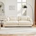 Large Size Modern Two-seater Sofa With Bolstered Armrests,Velvet 2-Seater Sofa With Waist Pillows And Throw Pillows , Suitable For Living Room , Loft, Working Spaces , Hallway And Bedroom,Cream_maomaolike.com