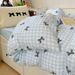 Wholesale INS Girl Heart Korean Style Plaid Bowknot Pure Four-Piece Simple Full Yarn-Dyed Washed Cotton 4-Piece Set_maomaolike.com