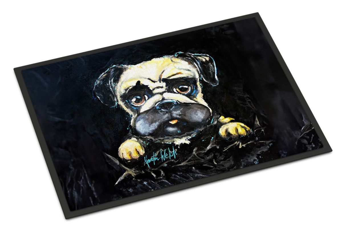 Pug It Out Doormat Front Door Mat Indoor Outdoor Rugs For Entryway, Non Slip Washable Low Pile, 24H X 36W_maomaolike.com