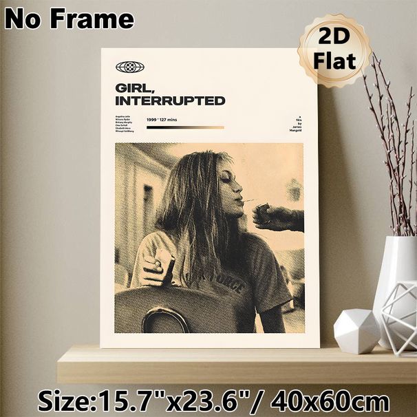 Girl, Interrupted Themed Painting Poster, Vintage Halftone Style Classic Film Scene Poster, Retro Movie Wall Decor Suitable For Living Room, Home_maomaolike.com