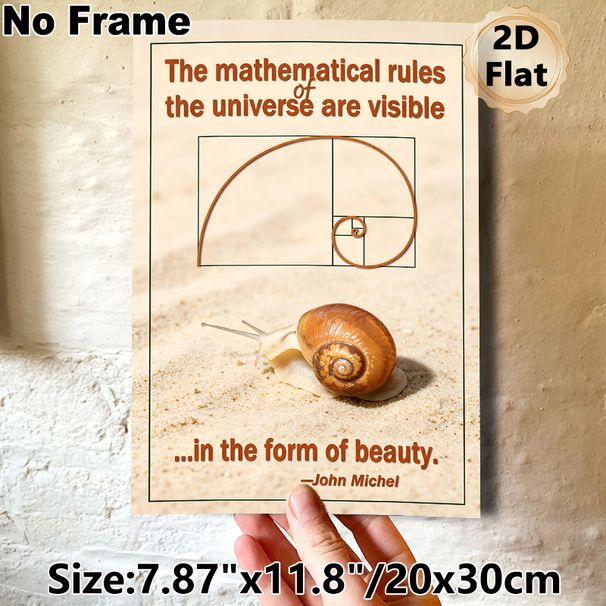 Golden Ratio Snail Painting Poster, Warm-toned Realistic Snail & Fibonacci Spiral Poster, Inspirational Mathematical-themed Decor Suitable For Home_maomaolike.com
