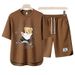 Men's Clothing 2024 Waffle Casual Summer Suit Men's Loose Teen Short sleeved T shirt Shorts Handsome Two piece Suit_maomaolike.com
