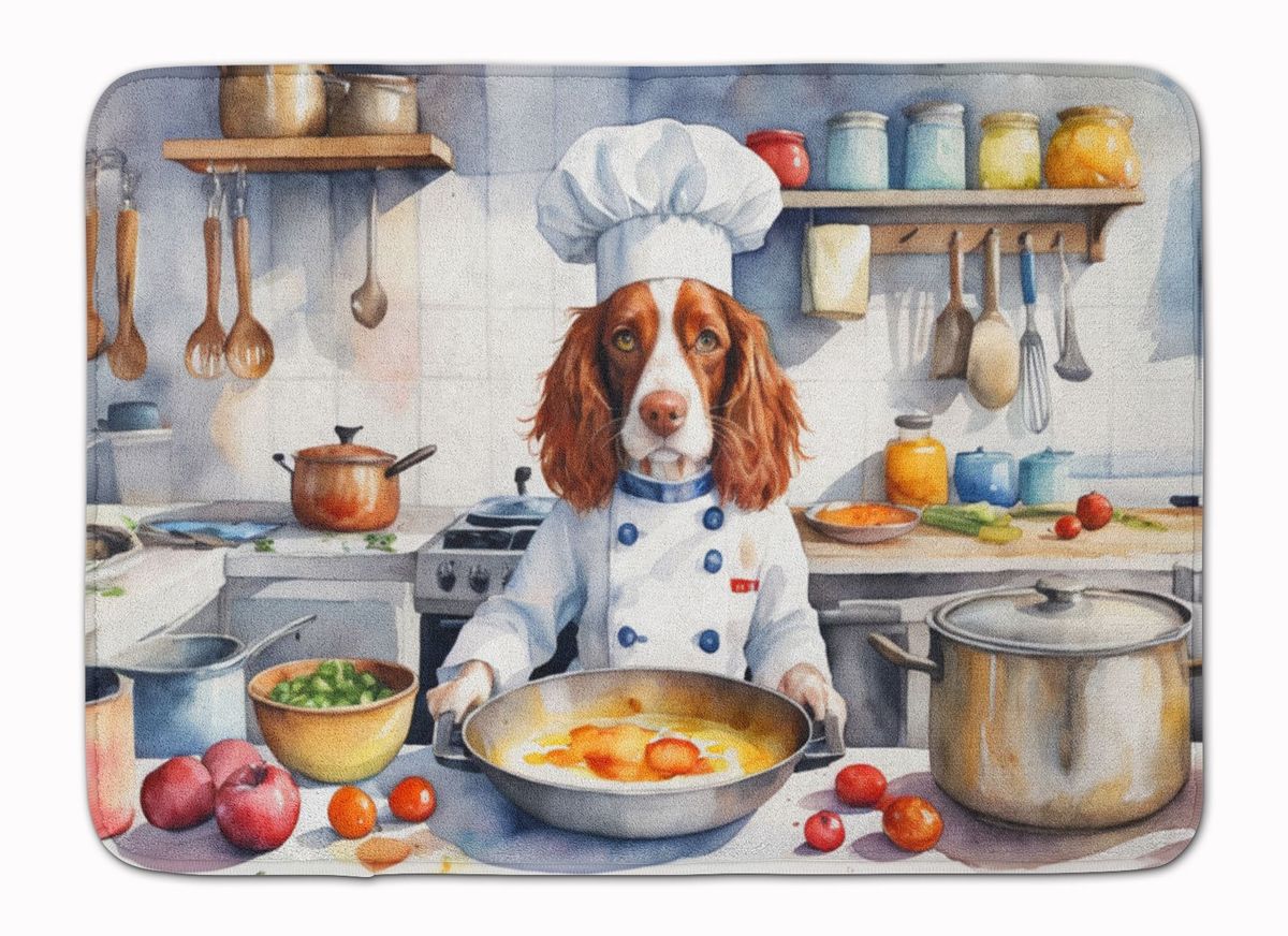 Welsh Springer Spaniel The Chef Memory Foam Kitchen Mat Machine Washable Anti-Fatigue Mat Cushion Comfort Bath Mat Or Kitchen Rug_maomaolike.com