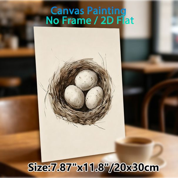 Bird Nest With Eggs Painting Poster, Delicate Watercolor-style Poster, Soft-toned Nest With Speckled Eggs, Delivers Natural Tranquil Ambiance For_maomaolike.com
