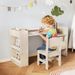 Kids Art Table And Chair Set With Detachable Paper Roll Holder And Cabinet_maomaolike.com