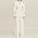 Women's clothing fashion new heavy beaded diamond one-button suit jacket wide-leg pants suit two pieces_maomaolike.com