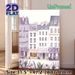 European Town Bookstore Scene Painting Poster, Soft Watercolor Pastel Purple Street Buildings & Florals Poster, Warm Tranquil Decor Ideal For Living_maomaolike.com