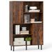 47 Inch Storage Cabinet Freestanding Bookcase With 2 Doors And 4 Open Shelves With Adjustable Foot Pads For Books, Photos, Decorations And Storage Boxes_maomaolike.com