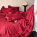 French Romantic 100-Count Long-Staple Cotton Four-Piece Set Jacquard Bright Red Wedding Duvet Cover Bed Sheet Bedding_maomaolike.com