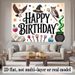 Magical Wizard Birthday Banner - 2D Flat Polyester Backdrop With Witch Hat, Owl, Wand, Stars, Wall Hanging Party Decor_maomaolike.com